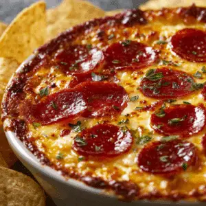 Cheesy Pizza Dip with Pepperoni