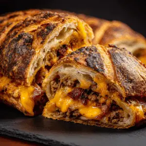 Garbage Bread with Cheesy Bacon & Beef Filling