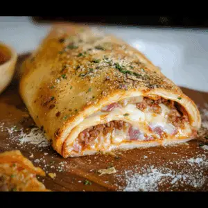 Homemade Stromboli with Cheesy Meat Filling