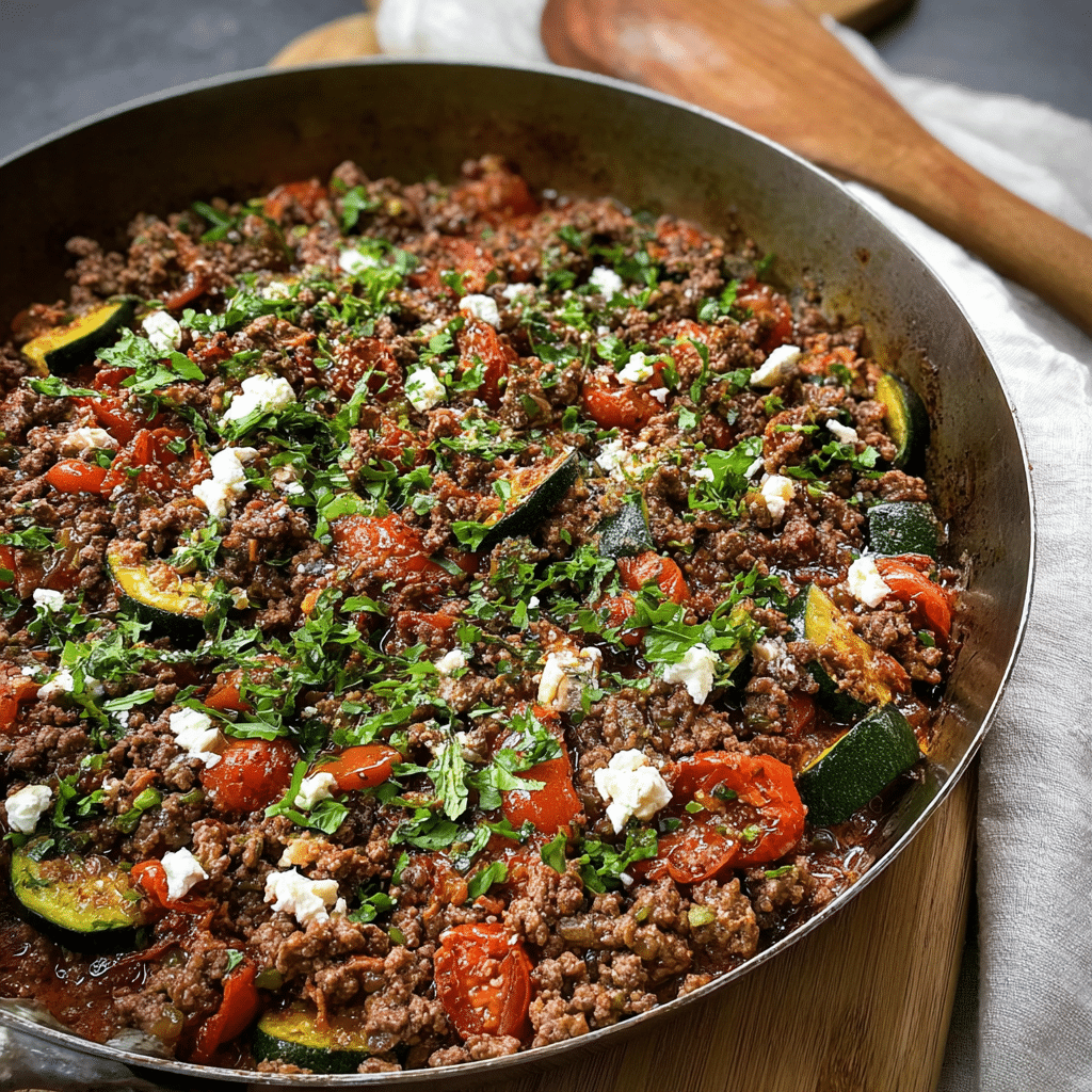 Mediterranean Ground Beef Skillet