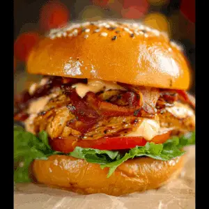 Smash Chicken Burger with Spicy Mayo & Bacon