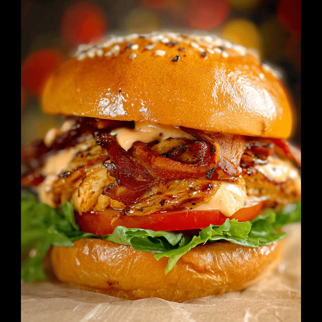 Smash Chicken Burger with Spicy Mayo & Bacon