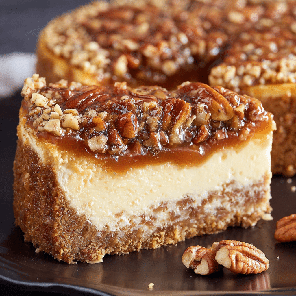Pecan Pie Cheesecake with Nutty Topping