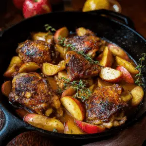 Skillet Apple Cider Chicken with Spiced Apples