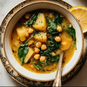 Lemony Chickpea Soup with Spinach and Potatoes